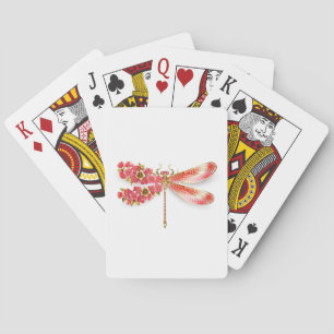 Bloemendragonfly met sieraden sakura pokerkaarten
