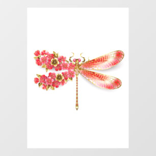 Bloemendragonfly met sieraden sakura raamsticker