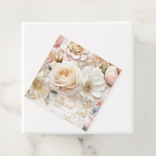 Bloemendrama bruiloft dank u wit ID1022 Bedankjes Labels (In situ)