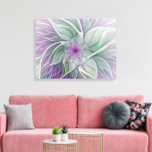 Bloemendroom, Abstracte kunst Paarse groene fracta Canvas Afdruk (Insitu (Woonkamer))