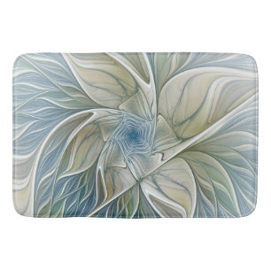 Bloemendroompatroon Abstract Blauw Khaki Fractal Badmat