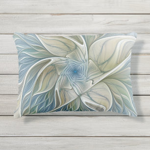 Bloemendroompatroon Abstract Blauw Khaki Fractal Buitenkussen