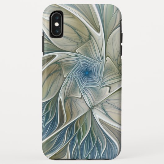 Bloemendroompatroon Abstract Blauw Khaki Fractal Case-Mate iPhone Case (Achterkant)