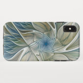 Bloemendroompatroon Abstract Blauw Khaki Fractal Case-Mate iPhone Case (Achterkant (horizontaal))