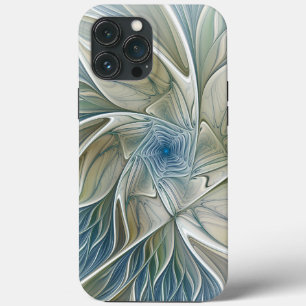 Bloemendroompatroon Abstract Blauw Khaki Fractal iPhone 13 Pro Max Hoesje