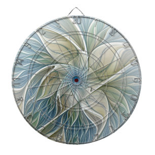 Bloemendroompatroon Abstract Blauw Khaki Fractal Dartbord