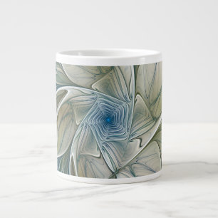 Bloemendroompatroon Abstract Blauw Khaki Fractal Extra Grote Beker
