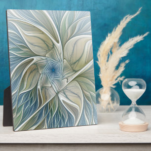 Bloemendroompatroon Abstract Blauw Khaki Fractal Fotoplaat