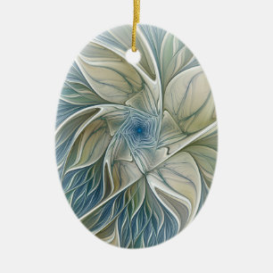 Bloemendroompatroon Abstract Blauw Khaki Fractal Keramisch Ornament