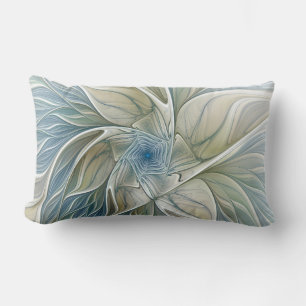 Bloemendroompatroon Abstract Blauw Khaki Fractal Kussen