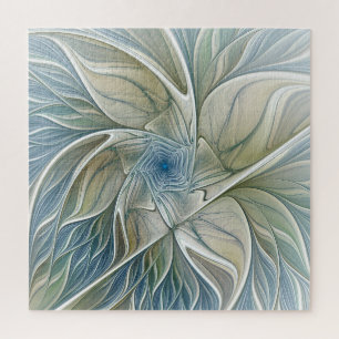 Bloemendroompatroon Abstract Blauw Khaki Fractal Legpuzzel