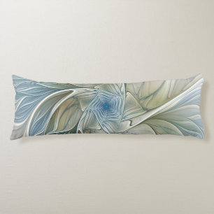 Bloemendroompatroon Abstract Blauw Khaki Fractal Lichaamskussen