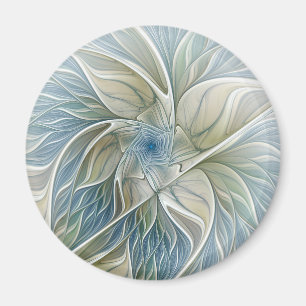 Bloemendroompatroon Abstract Blauw Khaki Fractal Magneet