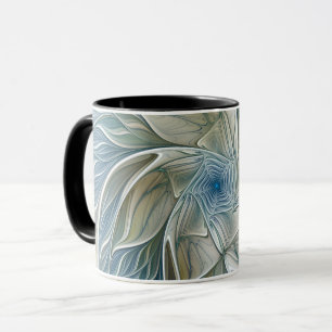 Bloemendroompatroon Abstract Blauw Khaki Fractal Mok