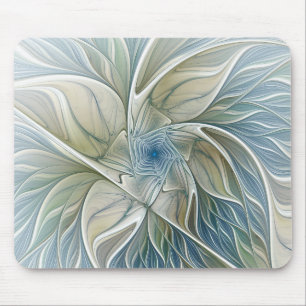 Bloemendroompatroon Abstract Blauw Khaki Fractal Muismat
