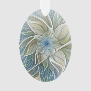 Bloemendroompatroon Abstract Blauw Khaki Fractal Ornament
