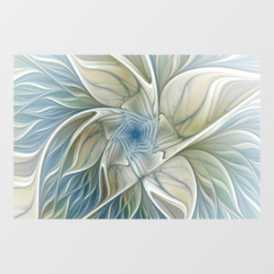 Bloemendroompatroon Abstract Blauw Khaki Fractal Raamsticker