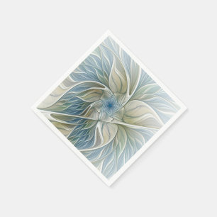 Bloemendroompatroon Abstract Blauw Khaki Fractal Servetten
