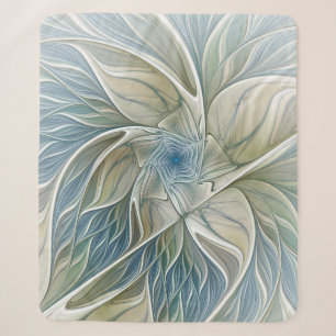 Bloemendroompatroon Abstract Blauw Khaki Fractal Sherpa Deken
