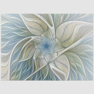 Bloemendroompatroon Abstract Blauw Khaki Fractal Tissuepapier