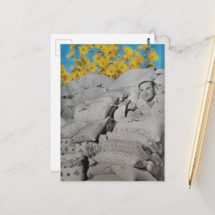 Bloemendruk Meelzakken en Gele Zonnebloemen Briefkaart