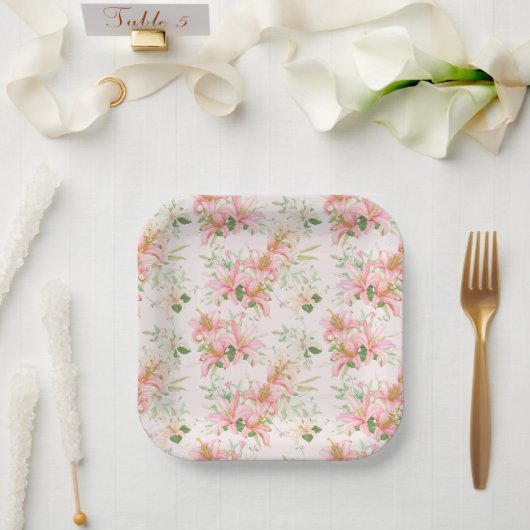 Bloemendruk  papieren bordje (Huwelijk)