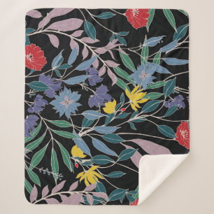 Bloemenelegantie: Abstracte achtergrond Sherpa Deken