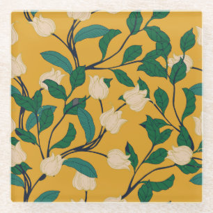 Bloemenelegantie:  bladpatroon. glazen onderzetter