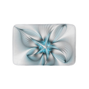 Bloemenelegantie Moderne Abstracte Blauwe Fractal Badmat
