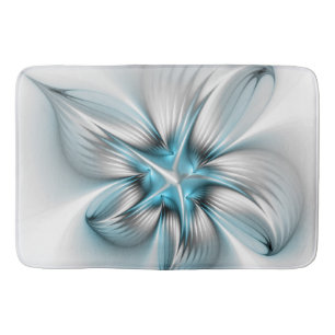 Bloemenelegantie Moderne Abstracte Blauwe Fractal Badmat