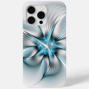 Bloemenelegantie Moderne Abstracte Blauwe Fractal  iPhone 15 Pro Max Hoesje
