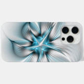 Bloemenelegantie Moderne Abstracte Blauwe Fractal  Case-Mate iPhone Case (Achterkant (horizontaal))