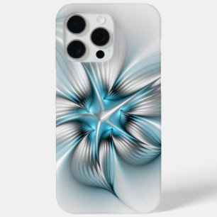 Bloemenelegantie Moderne Abstracte Blauwe Fractal  iPhone 15 Pro Max Hoesje