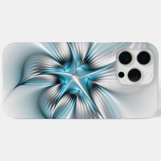 Bloemenelegantie Moderne Abstracte Blauwe Fractal Case-Mate iPhone Case (Achterkant (horizontaal))