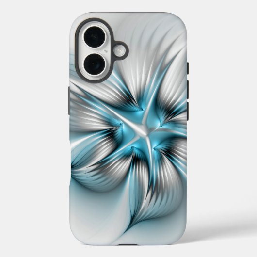 Bloemenelegantie Moderne Abstracte Blauwe Fractal Case-Mate iPhone Case (Achterkant)