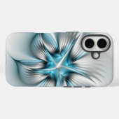 Bloemenelegantie Moderne Abstracte Blauwe Fractal Case-Mate iPhone Case (Achterkant (horizontaal))