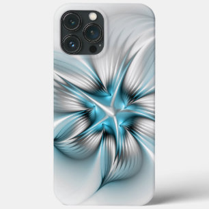 Bloemenelegantie Moderne Abstracte Blauwe Fractal  iPhone 13 Pro Max Hoesje