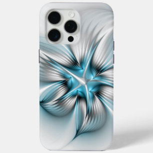 Bloemenelegantie Moderne Abstracte Blauwe Fractal  iPhone 15 Pro Max Hoesje