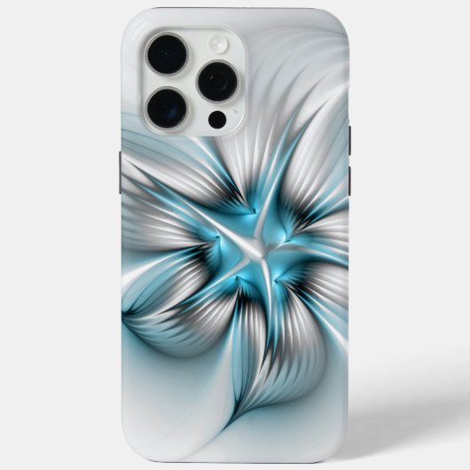 Bloemenelegantie Moderne Abstracte Blauwe Fractal Case-Mate iPhone Case (Achterkant)