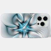 Bloemenelegantie Moderne Abstracte Blauwe Fractal Case-Mate iPhone Case (Achterkant (horizontaal))