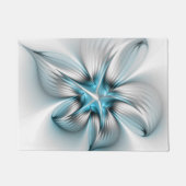 Bloemenelegantie Moderne Abstracte Blauwe Fractal Deurmat (Voorkant)