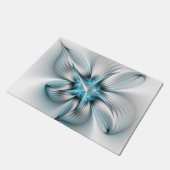 Bloemenelegantie Moderne Abstracte Blauwe Fractal Deurmat (Schuin)