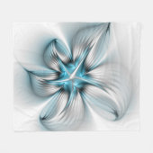 Bloemenelegantie Moderne Abstracte Blauwe Fractal Fleece Deken (Voorkant (Horizontaal))