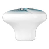 Bloemenelegantie Moderne Abstracte Blauwe Fractal Keramische Knop (Zijkant)