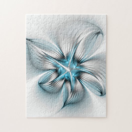 Bloemenelegantie Moderne Abstracte Blauwe Fractal Legpuzzel (Verticaal)