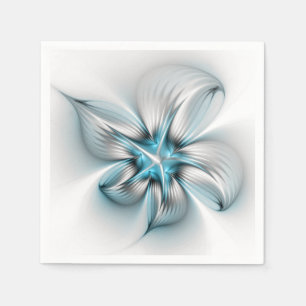 Bloemenelegantie Moderne Abstracte Blauwe Fractal  Servet