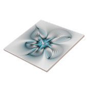 Bloemenelegantie Moderne Abstracte Blauwe Fractal Tegeltje (Zijkant)