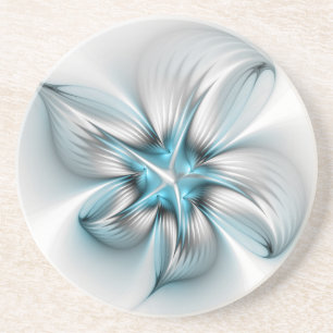 Bloemenelegantie Moderne Abstracte Blauwe Fractal  Zandsteen Onderzetter