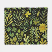 Bloemenelegantie: Waterverf Fleece Deken (Voorkant (Horizontaal))