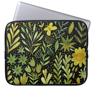 Bloemenelegantie:  Waterverf Laptop Sleeve